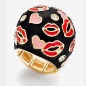 Betsey Johnson Ring with Lips & Hearts